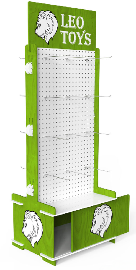 Easy-Assembly Wooden Display Rack with Iron Hooks and Board,Beverage Promo Solutions,Easy-Assembly Wooden Display Rack with Iron Hooks and Board