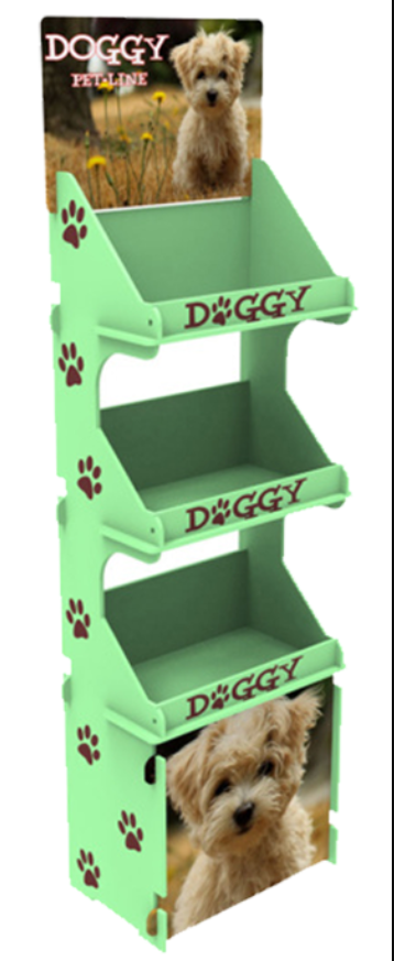 Easy-Assembly 3-Tier Wooden Display Rack,Beverage Promo Solutions,Easy-Assembly 3-Tier Wooden Display Rack