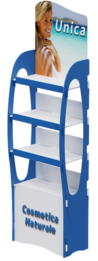 Easy-Assembly 4-Tier Wooden Display Rack,Beverage Promo Solutions,Easy-Assembly 4-Tier Wooden Display Rack