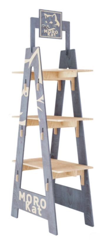 Easy-Assembly 3-Tier Wooden Display Rack,Beverage Promo Solutions,Easy-Assembly 3-Tier Wooden Display Rack