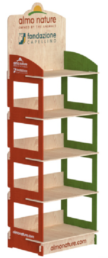 Easy-Assembly 5-Tier Wooden Display Rack,Beverage Promo Solutions,Easy-Assembly 5-Tier Wooden Display Rack