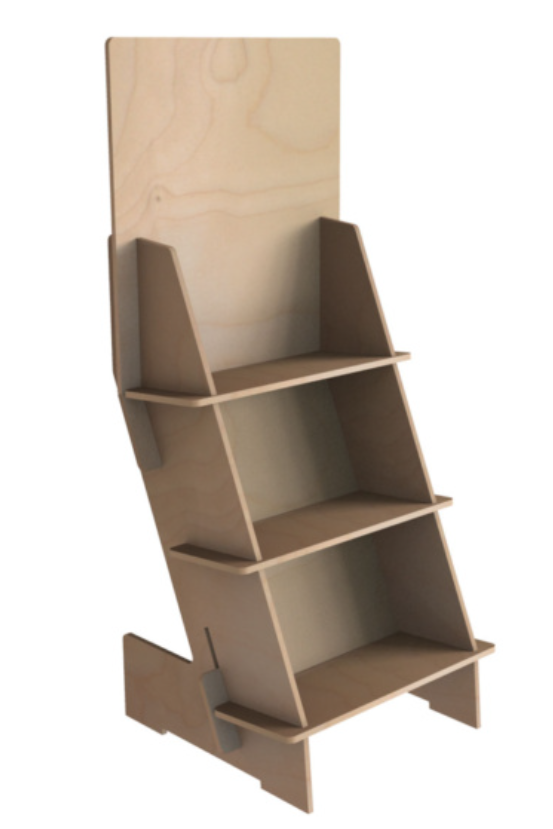 Easy-Assembly 3-Tier Wooden Display Rack,Beverage Promo Solutions,Easy-Assembly 3-Tier Wooden Display Rack