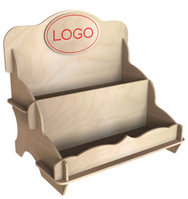 Easy-Assembly 2-Tier Wooden Display Stand,Beverage Promo Solutions,Easy-Assembly 2-Tier Wooden Display Stand