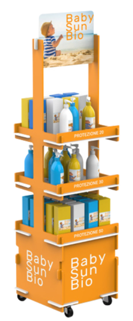 3-Tier Wooden Display Stand with Casters,Beverage Promo Solutions,3-Tier Wooden Display Stand with Casters