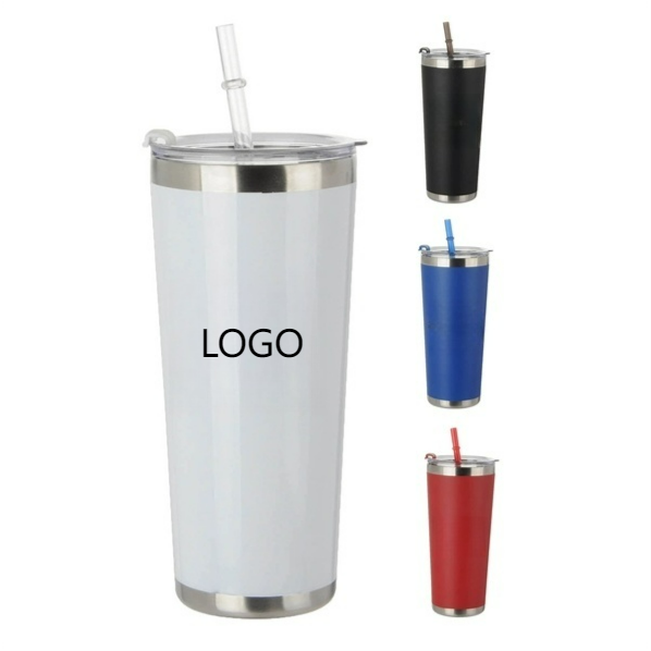 20 oz. Stainless Steel Tumbler with Straw,Beverage Promo Solutions,20 oz. Stainless Steel Tumbler with Straw