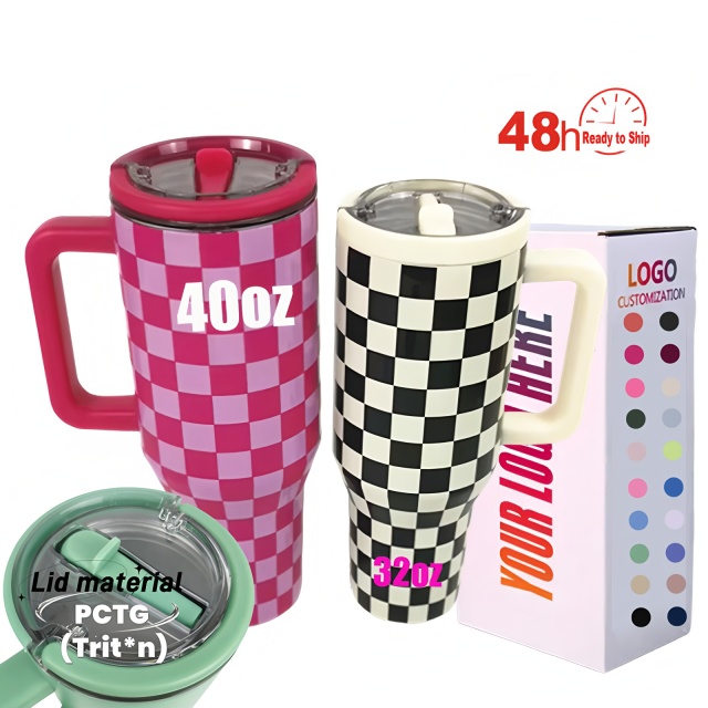 Custom 40oz Checkered Tumbler,Beverage Promo Solutions,Custom 40oz Checkered Tumbler