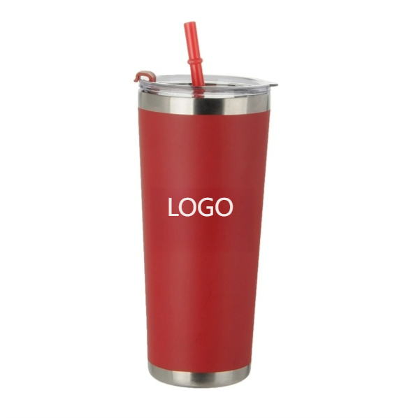 20 oz. Stainless Steel Tumbler with Straw,Beverage Promo Solutions,20 oz. Stainless Steel Tumbler with Straw