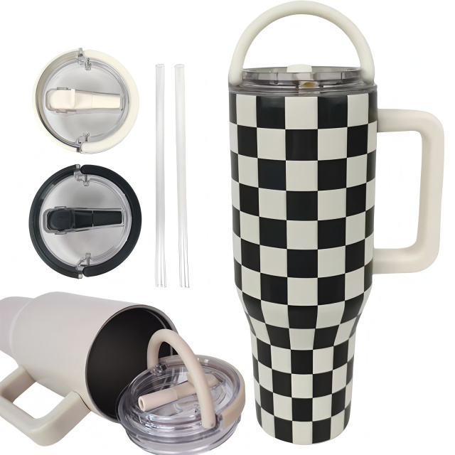 Custom 40oz Checkered Tumbler,Beverage Promo Solutions,Custom 40oz Checkered Tumbler