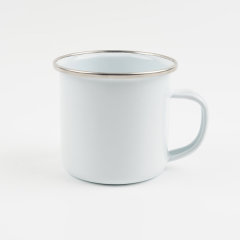 Promo 8 oz. Enamel Mug With Silver Rim,Beverage Promo Solutions,Promo 8 oz. Enamel Mug With Silver Rim