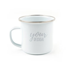 Promo 8 oz. Enamel Mug With Silver Rim,Beverage Promo Solutions,Promo 8 oz. Enamel Mug With Silver Rim