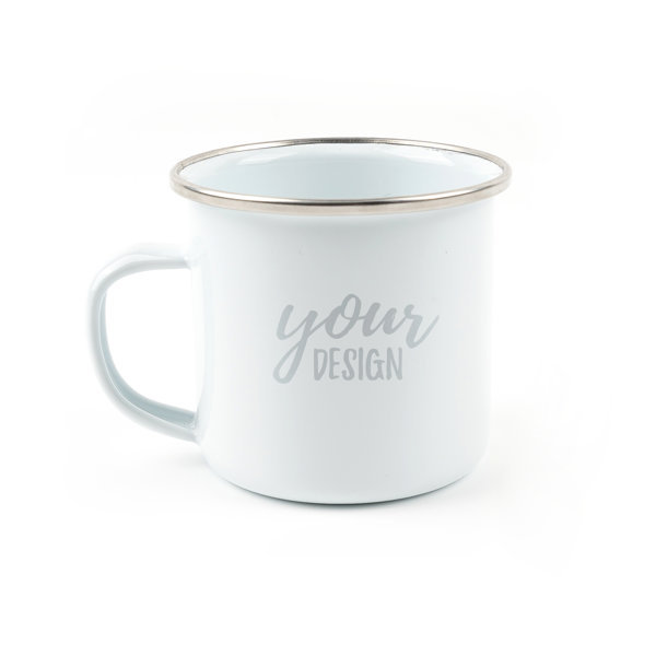 Promo 8 oz. Enamel Mug With Silver Rim,Beverage Promo Solutions,Promo 8 oz. Enamel Mug With Silver Rim