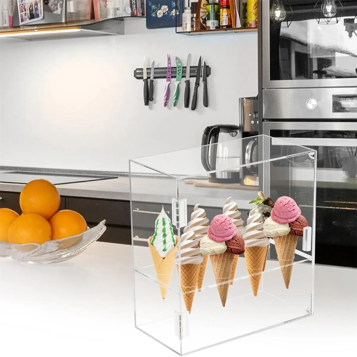 Custom Retail Acrylic Waffle Cone Display Case,Beverage Promo Solutions,Custom Retail Acrylic Waffle Cone Display Case
