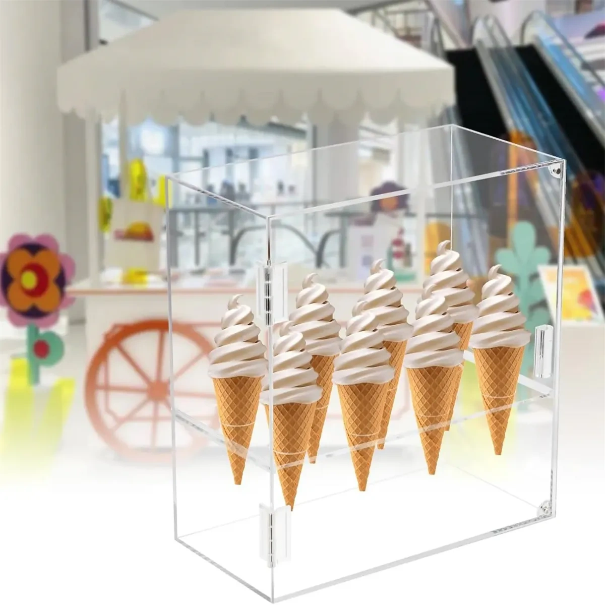 Custom Retail Acrylic Waffle Cone Display Case,Beverage Promo Solutions,Custom Retail Acrylic Waffle Cone Display Case