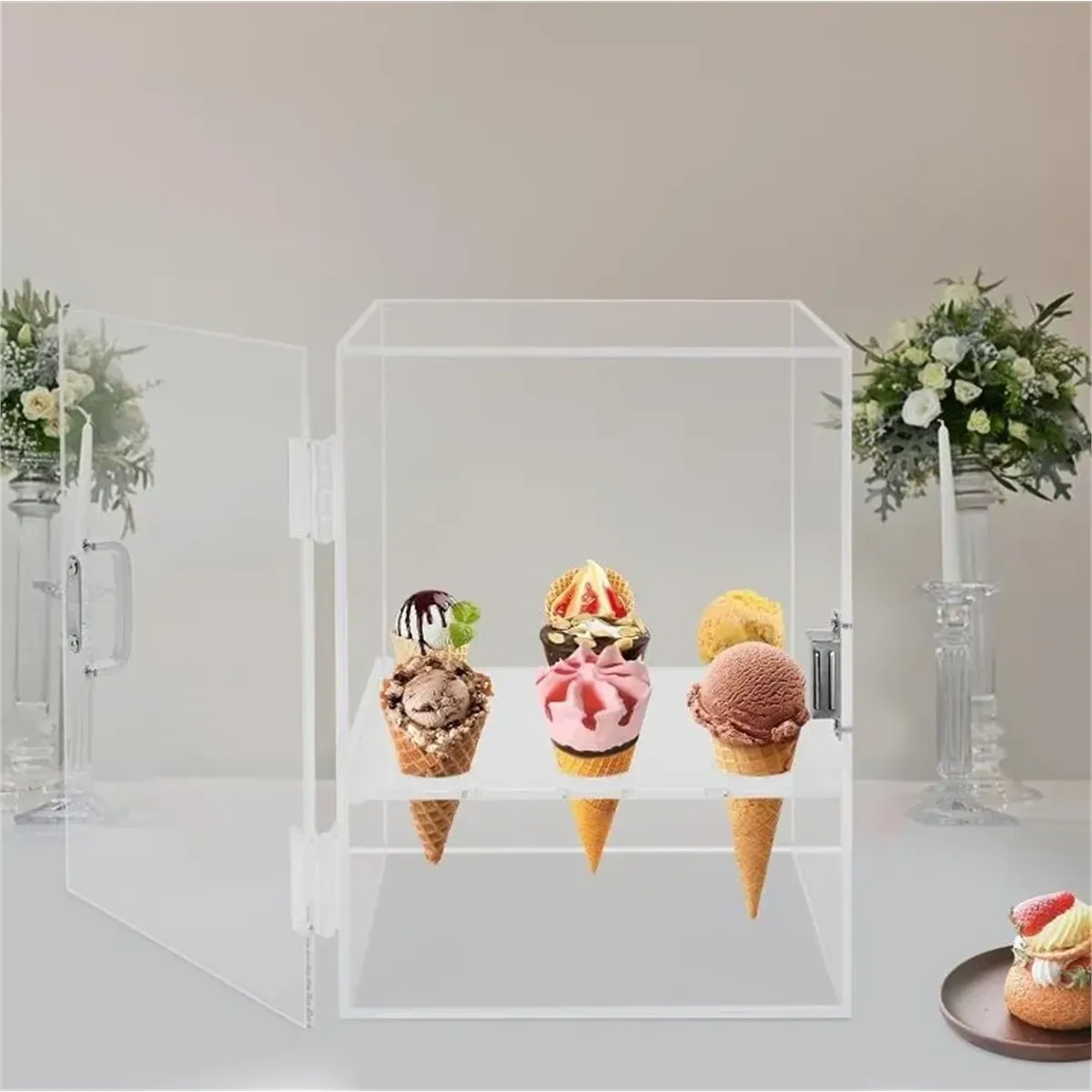 Custom Retail Acrylic Waffle Cone Display Case,Beverage Promo Solutions,Custom Retail Acrylic Waffle Cone Display Case