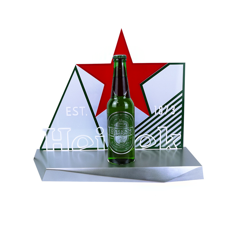 Custom LED acrylic single-bottle beer display stand,Beverage Promo Solutions,Custom LED acrylic single-bottle beer display stand