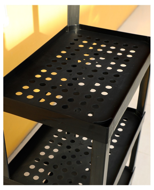 4‑Tier Perforated Plastic Floor Display Stand,Beverage Promo Solutions,4-Tier Plastic Display Rack