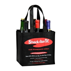 Custom 90g Non-Woven 6-Bottle Wine Tote Bag,Beverage Promo Solutions,Custom 90g Non-Woven 6-Bottle Wine Tote Bag