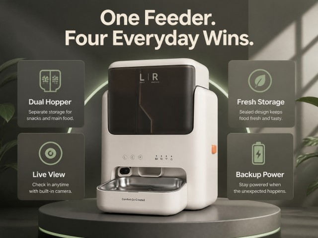 PN-CF03 Dual-Hopper Smart Pet Feeder with Camera & APP Control,Petpalfeed,PN-CF03 Dual-Hopper Smart Pet Feeder with Camera & APP Control
