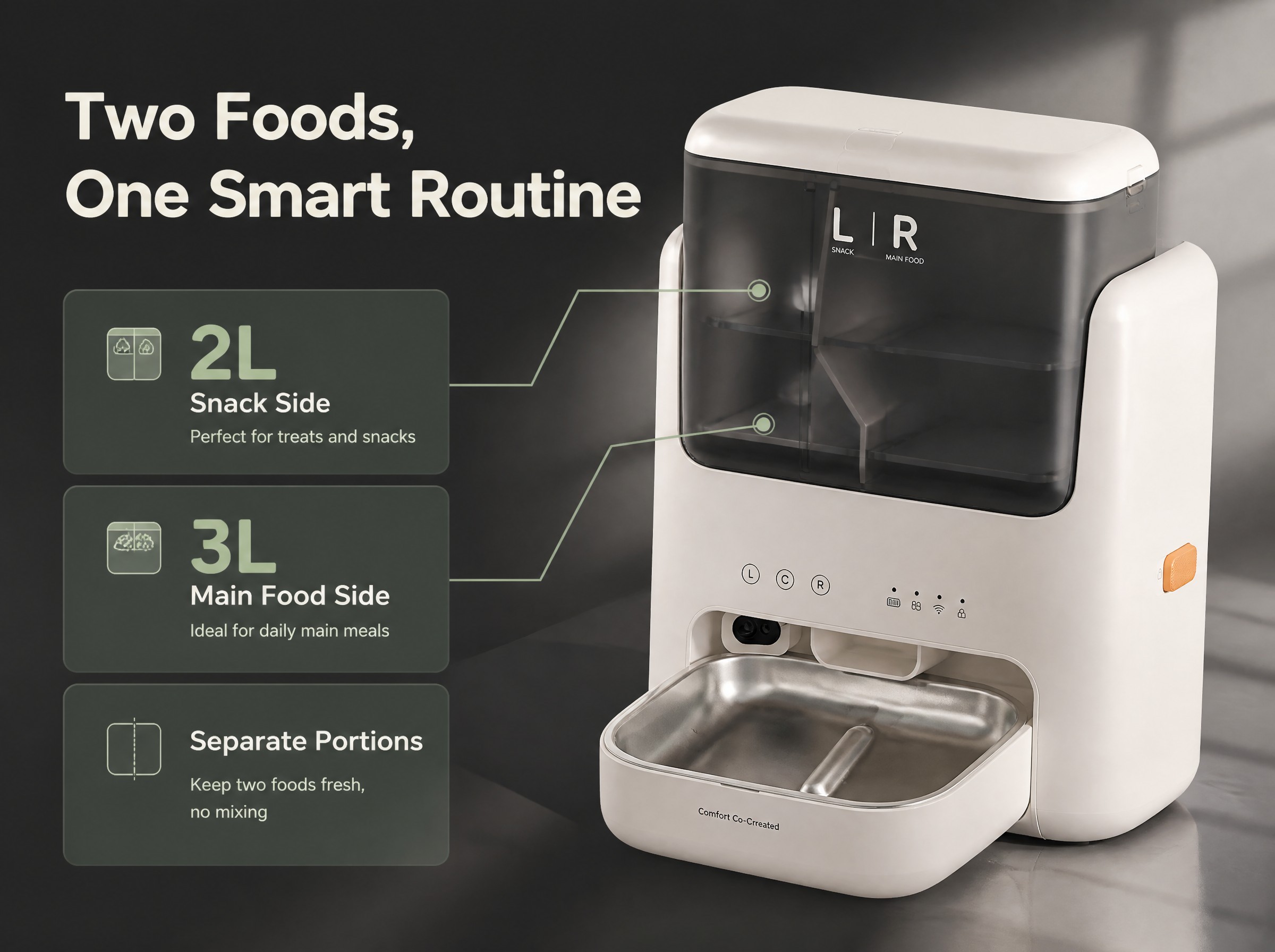 PN-CF03 Dual-Hopper Smart Pet Feeder with Camera & APP Control,Petpalfeed,PN-CF03 Dual-Hopper Smart Pet Feeder with Camera & APP Control