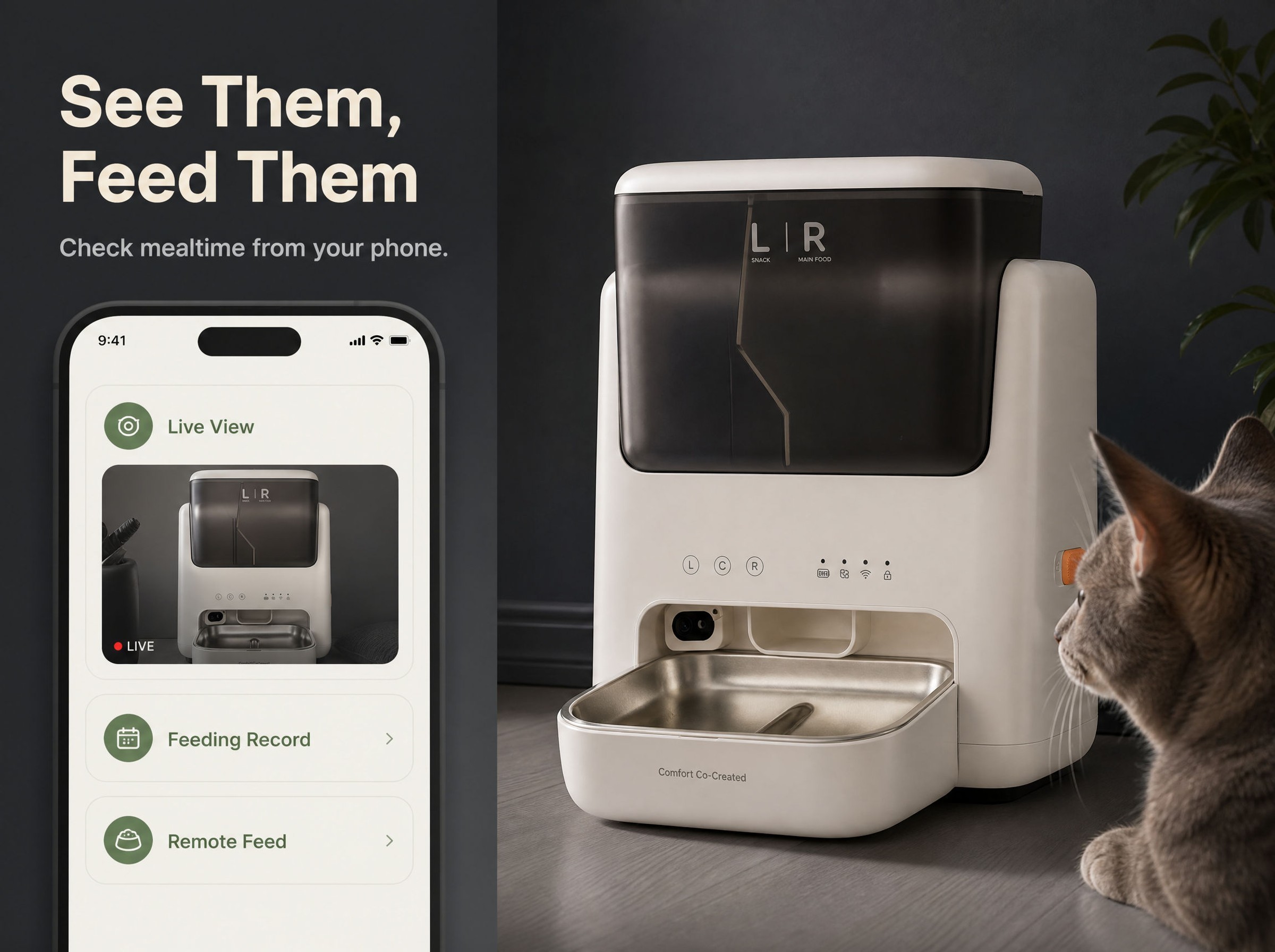PN-CF03 Dual-Hopper Smart Pet Feeder with Camera & APP Control,Petpalfeed,PN-CF03 Dual-Hopper Smart Pet Feeder with Camera & APP Control