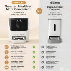 PTM-10B1 5L Dual-Hopper Smart Pet Feeder, APP Remote Control,Petpalfeed,PTM-10B1 5L Dual-Hopper Smart Pet Feeder, APP Remote Control