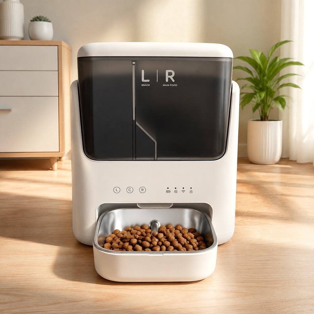 PTM-10B1 5L Dual-Hopper Smart Pet Feeder, APP Remote Control,Petpalfeed,PTM-10B1 5L Dual-Hopper Smart Pet Feeder, APP Remote Control