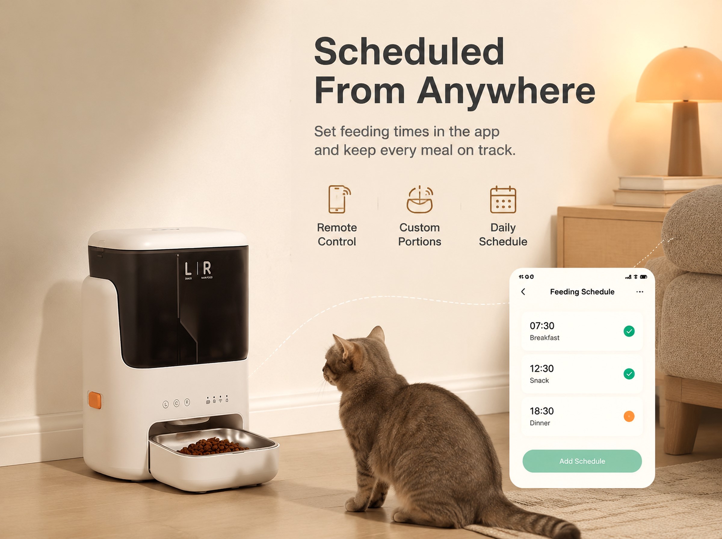 PTM-10B1 5L Dual-Hopper Smart Pet Feeder, APP Remote Control,Petpalfeed,PTM-10B1 5L Dual-Hopper Smart Pet Feeder, APP Remote Control
