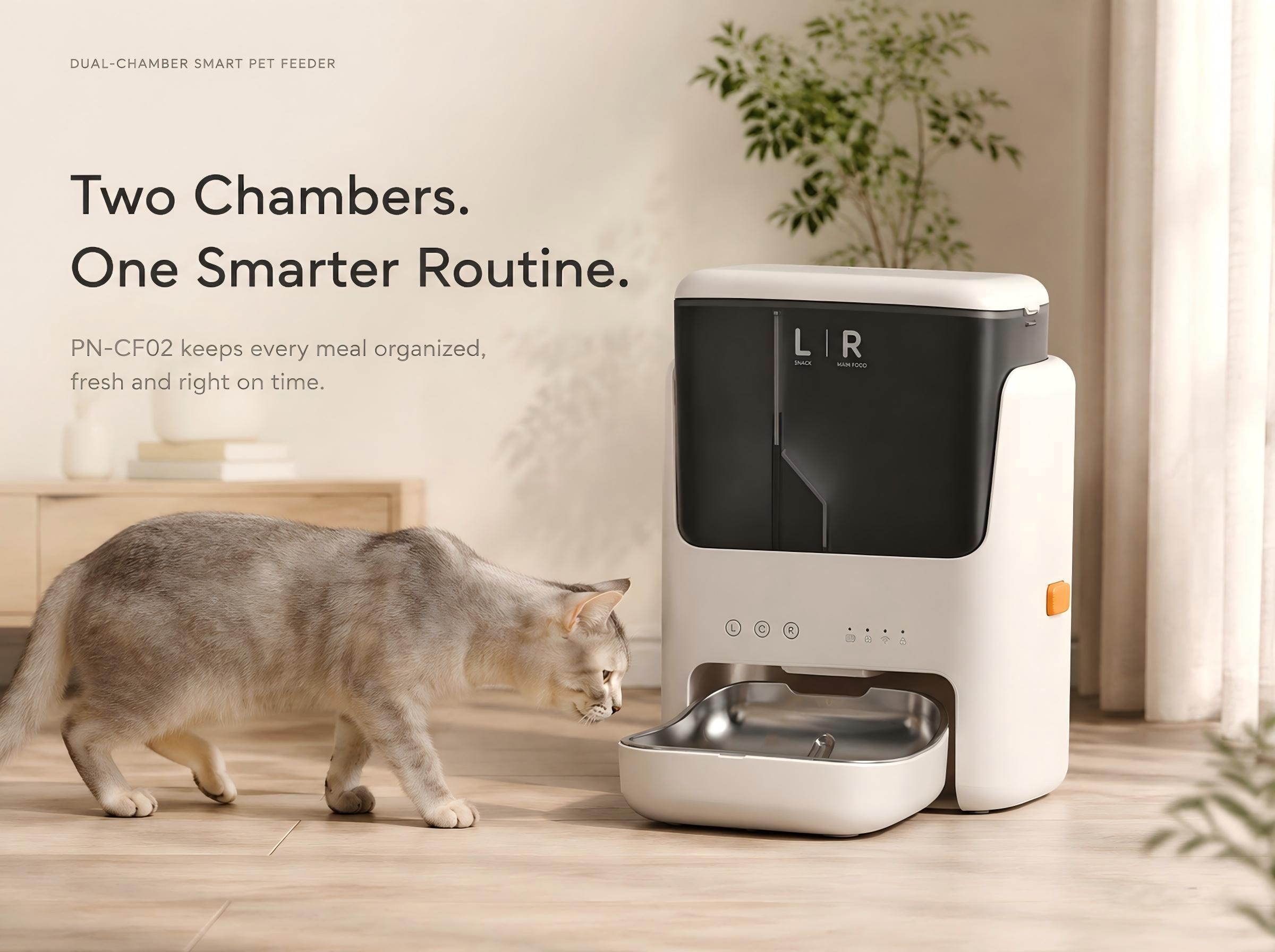 PTM-10B1 5L Dual-Hopper Smart Pet Feeder, APP Remote Control,Petpalfeed,PTM-10B1 5L Dual-Hopper Smart Pet Feeder, APP Remote Control