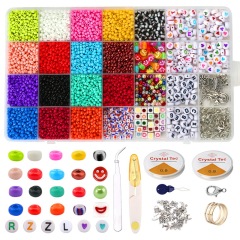 28‑Grid Seed & Alphabet Beads, Elastic Cord, Scissors