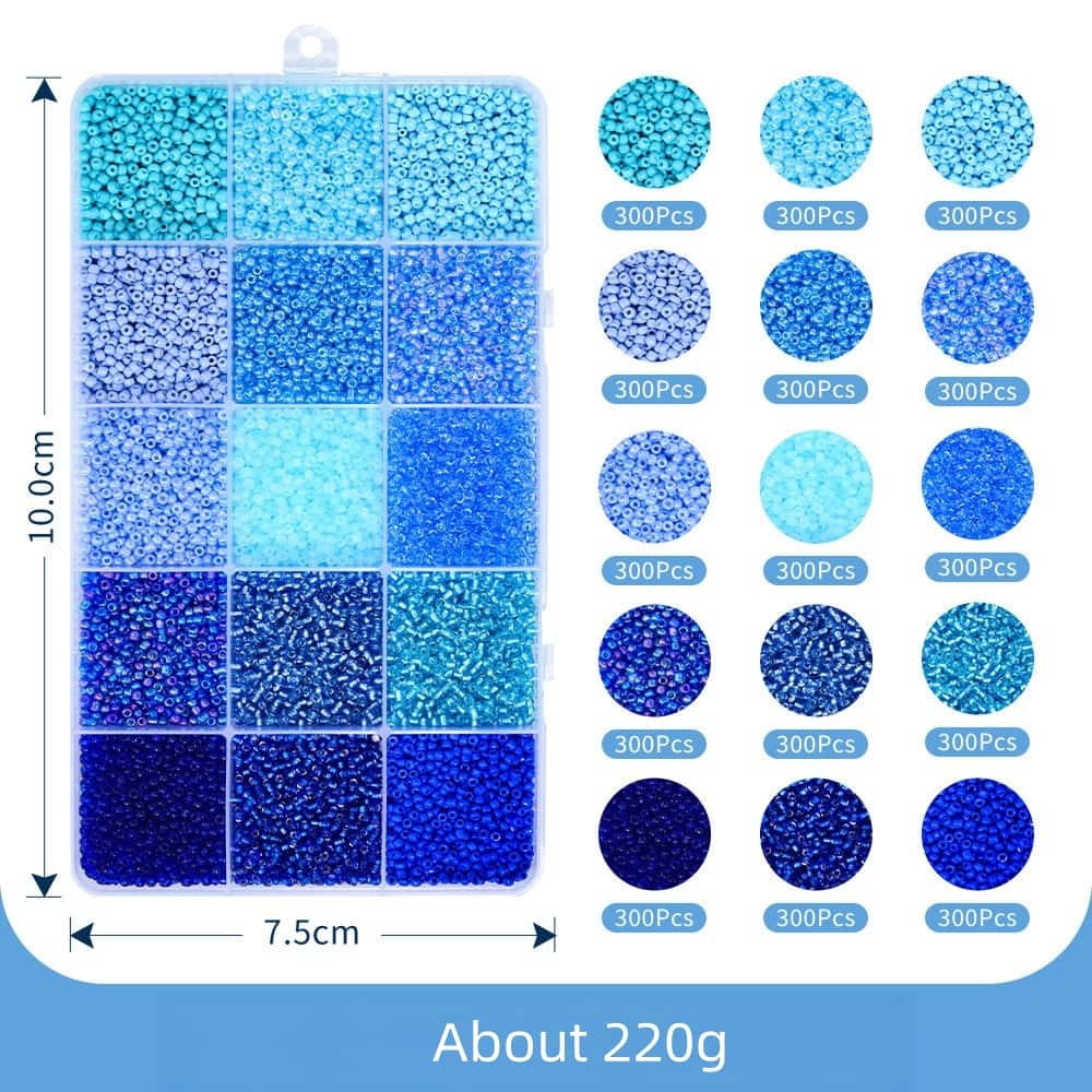 Glass Seed Beads Kit, 3‑4mm, 15/24‑Grid Storage Box, 3700/6000 pcs, With DIY Accessories, DIY Bracelet Earring Jewelry‑Making Supplies