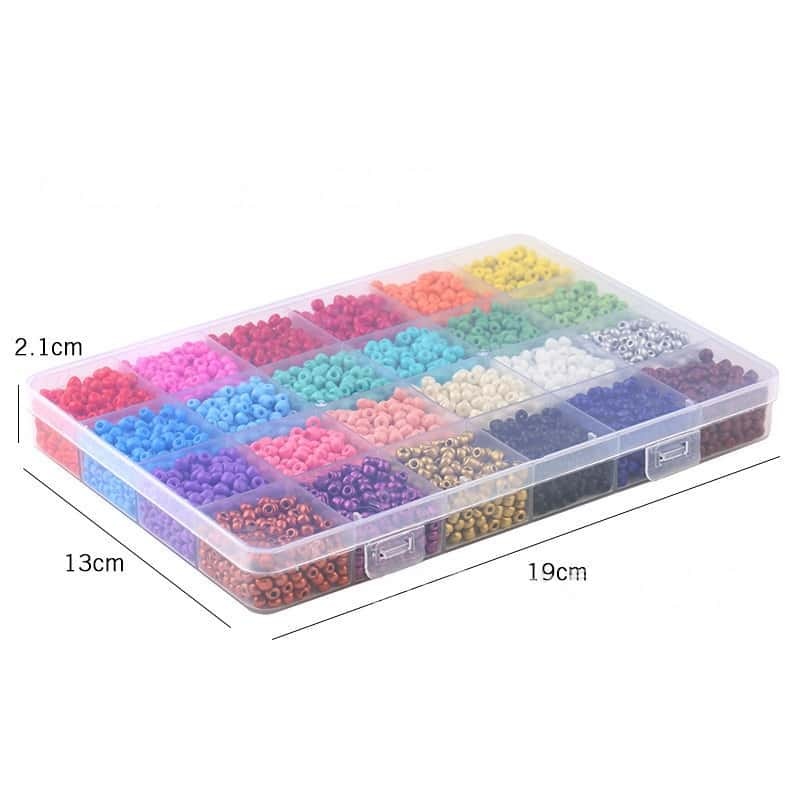 Glass Seed Beads Kit, 3‑4mm, 15/24‑Grid Storage Box, 3700/6000 pcs, With DIY Accessories, DIY Bracelet Earring Jewelry‑Making Supplies