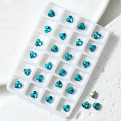 Lake‑Blue Point‑Back Rhinestones, 6*6 Heart Shape, 720Pcs