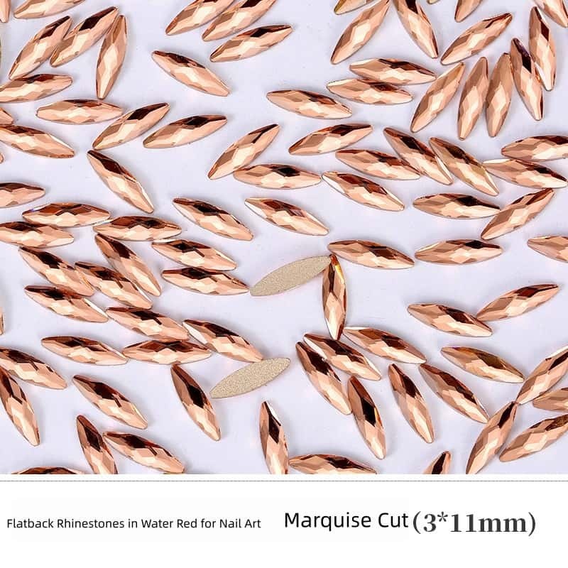 Flat‑Back Irregular Glass Rhinestones, Water‑Red Mixed Style, DIY Nail Art Decorations