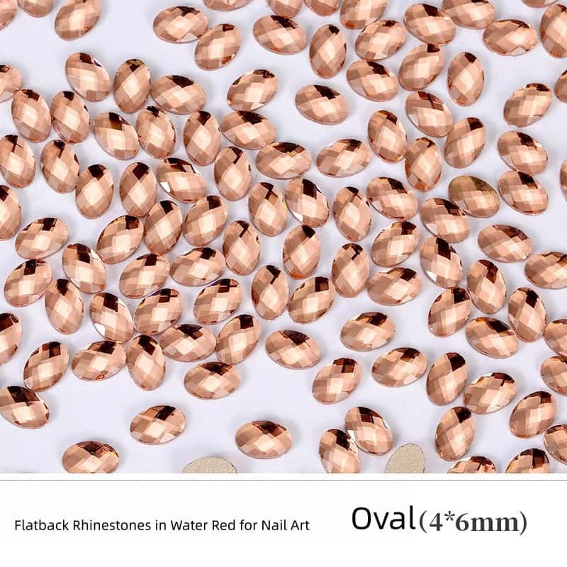 Flat‑Back Irregular Glass Rhinestones, Water‑Red Mixed Style, DIY Nail Art Decorations