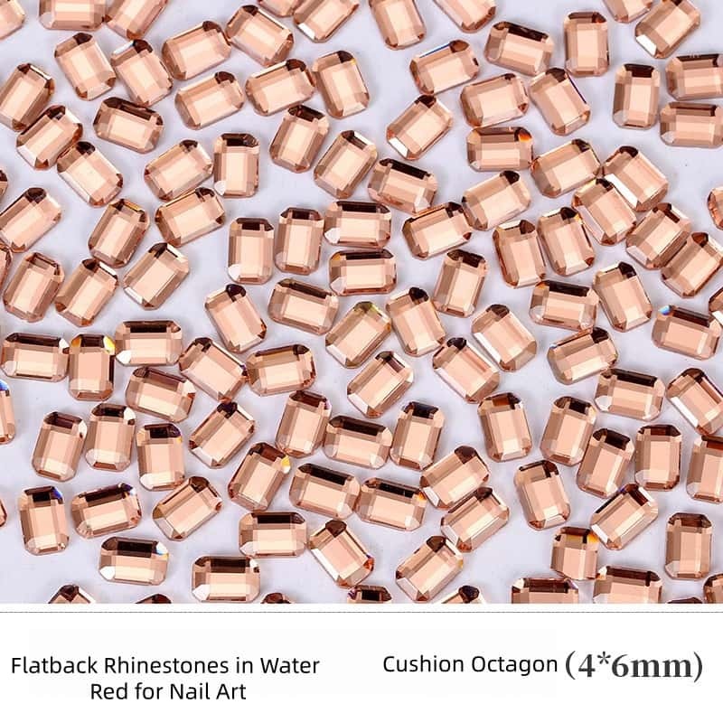 Flat‑Back Irregular Glass Rhinestones, Water‑Red Mixed Style, DIY Nail Art Decorations