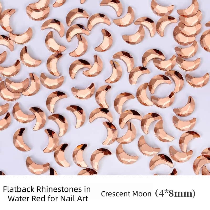 Flat‑Back Irregular Glass Rhinestones, Water‑Red Mixed Style, DIY Nail Art Decorations