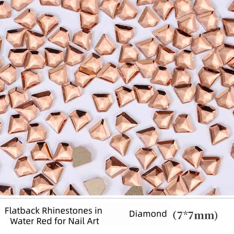 Flat‑Back Irregular Glass Rhinestones, Water‑Red Mixed Style, DIY Nail Art Decorations