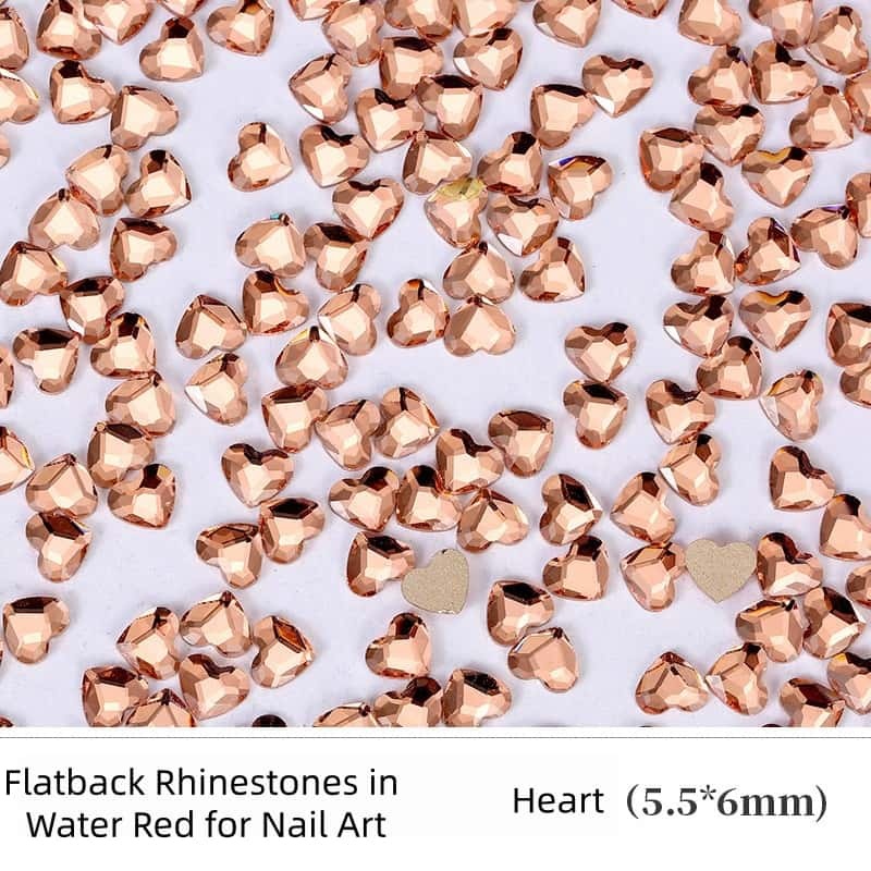 Flat‑Back Irregular Glass Rhinestones, Water‑Red Mixed Style, DIY Nail Art Decorations