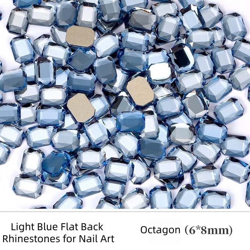 Light‑Blue Irregular Flat‑Back Rhinestones, Mixed Shapes, DIY Nail Art Jewelry‑Making Accessories
