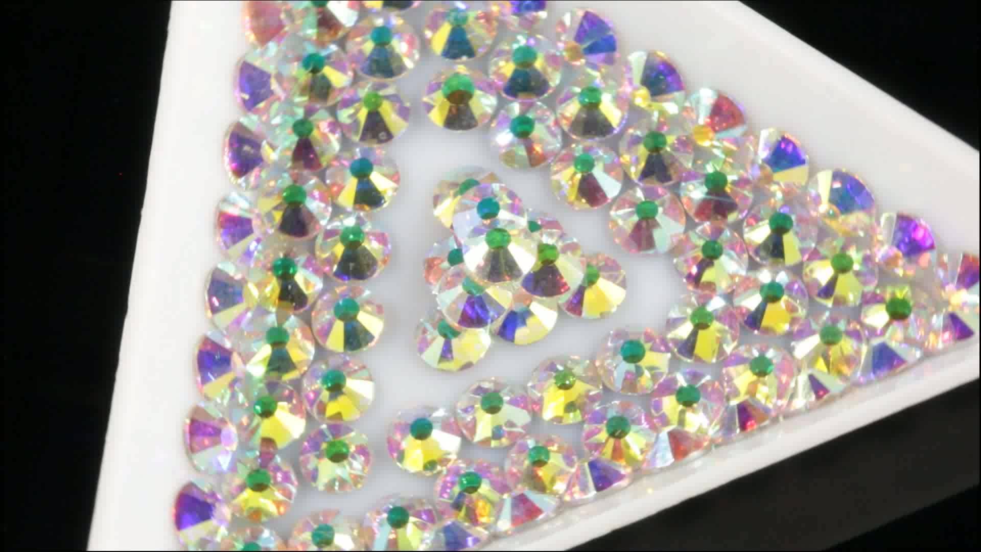 跨境金底白AB国贸钻美甲平底钻 水晶玻璃水钻手机贴钻diy饰品配件