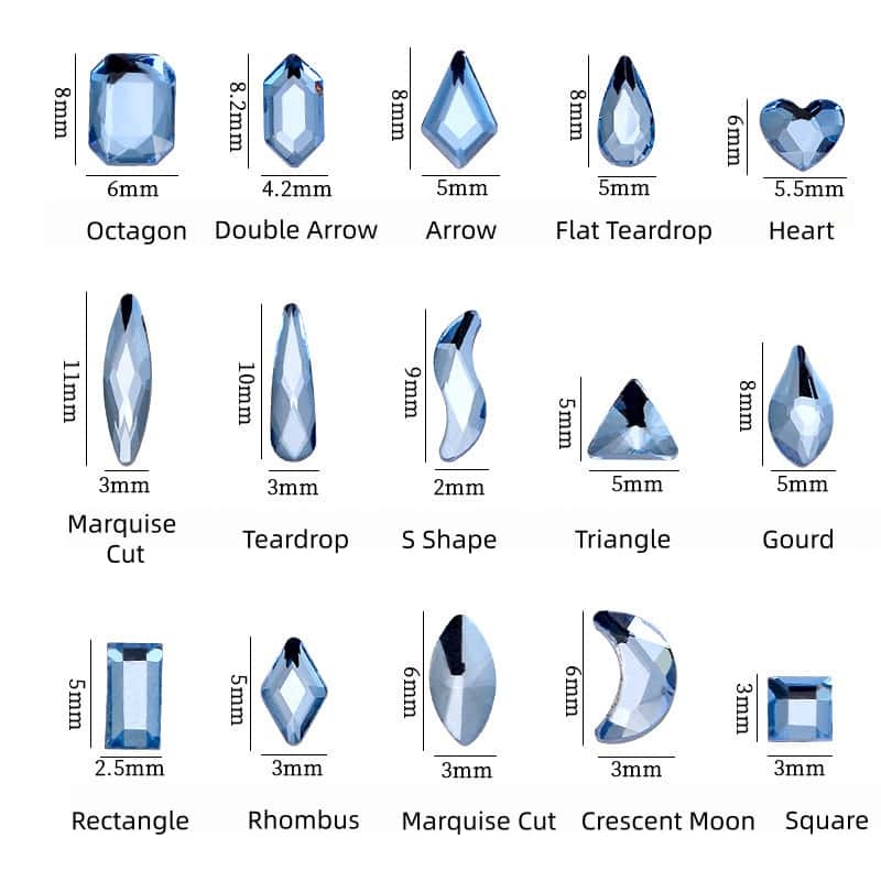 Light‑Blue Irregular Flat‑Back Rhinestones, Mixed Shapes, DIY Nail Art Jewelry‑Making Accessories