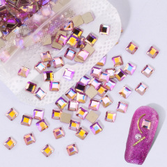Aurora‑Pink AB 4*4mm Square Rhinestone