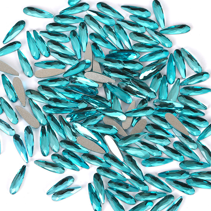 Glass Rhinestones, Teal‑Blue, Irregular Shapes, Flat‑Back, DIY Nail Art Jewelry‑Making Accessories