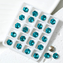 Lake‑Blue Point‑Back Rhinestones, 8*8 Hexagon Shape, 720Pcs