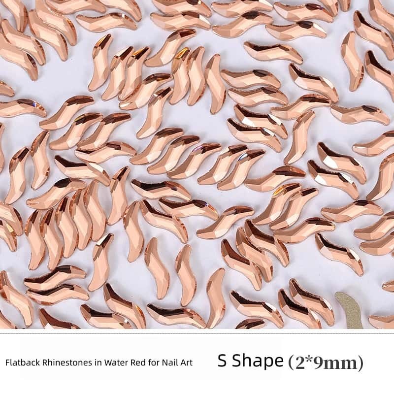 Flat‑Back Irregular Glass Rhinestones, Water‑Red Mixed Style, DIY Nail Art Decorations