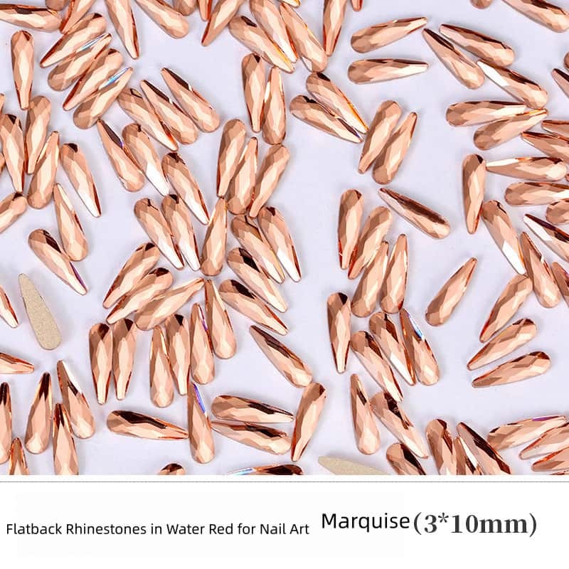 Flat‑Back Irregular Glass Rhinestones, Water‑Red Mixed Style, DIY Nail Art Decorations