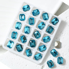 Lake‑Blue Point‑Back Rhinestones, 8*10 Octagon Shape, 720Pcs