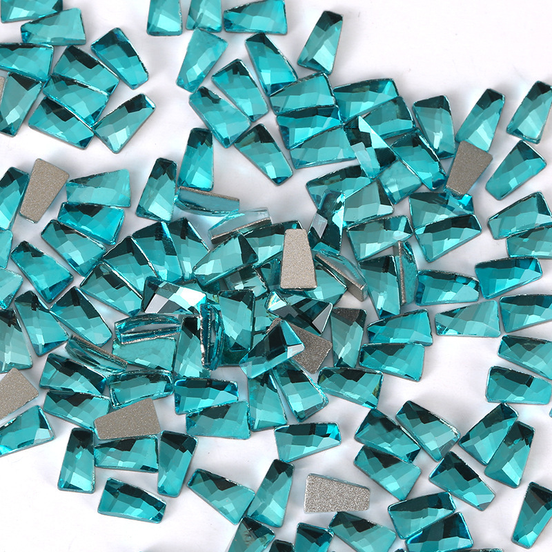 Glass Rhinestones, Teal‑Blue, Irregular Shapes, Flat‑Back, DIY Nail Art Jewelry‑Making Accessories
