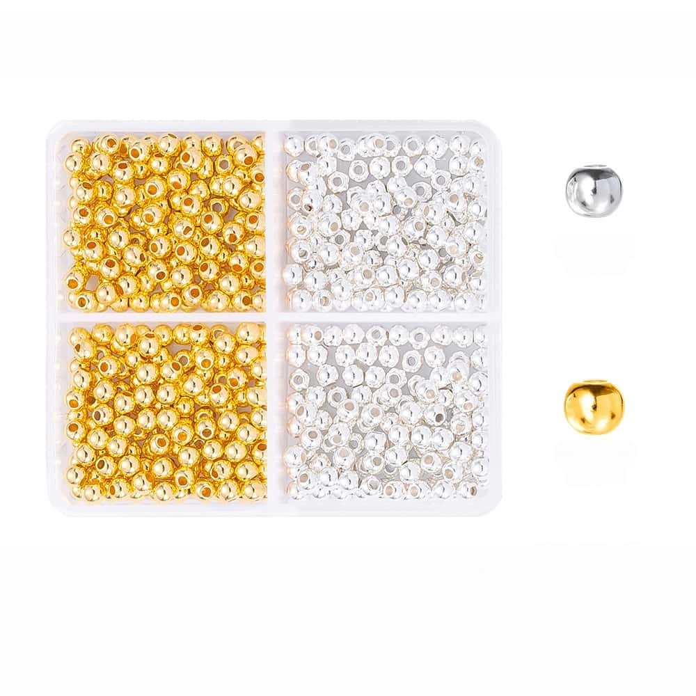 200/350/2160Pcs Alloy Spacer Beads, Flat Round, Gold & Silver Electroplated, Lead Free & Cadmium Free, 4/6/chnegy24‑Grid Storage Box, DIY Bracelet Jewelry‑Making Accessories