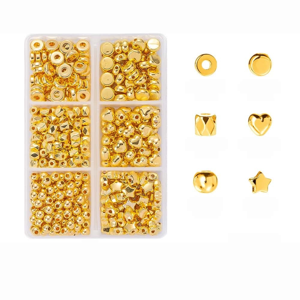 200/350/2160Pcs Alloy Spacer Beads, Flat Round, Gold & Silver Electroplated, Lead Free & Cadmium Free, 4/6/chnegy24‑Grid Storage Box, DIY Bracelet Jewelry‑Making Accessories
